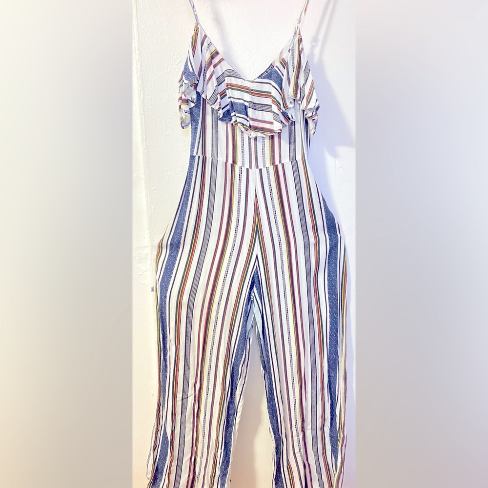 Large striped jumpsuit. Wide leg.